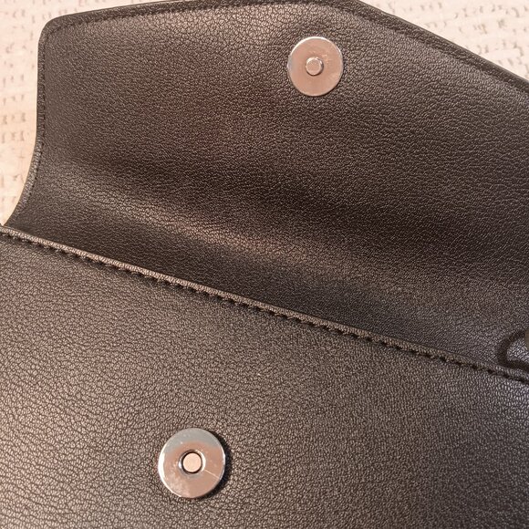 Nine West black faux leather wristlet & chain convertible straps handbag purse - Picture 6 of 15